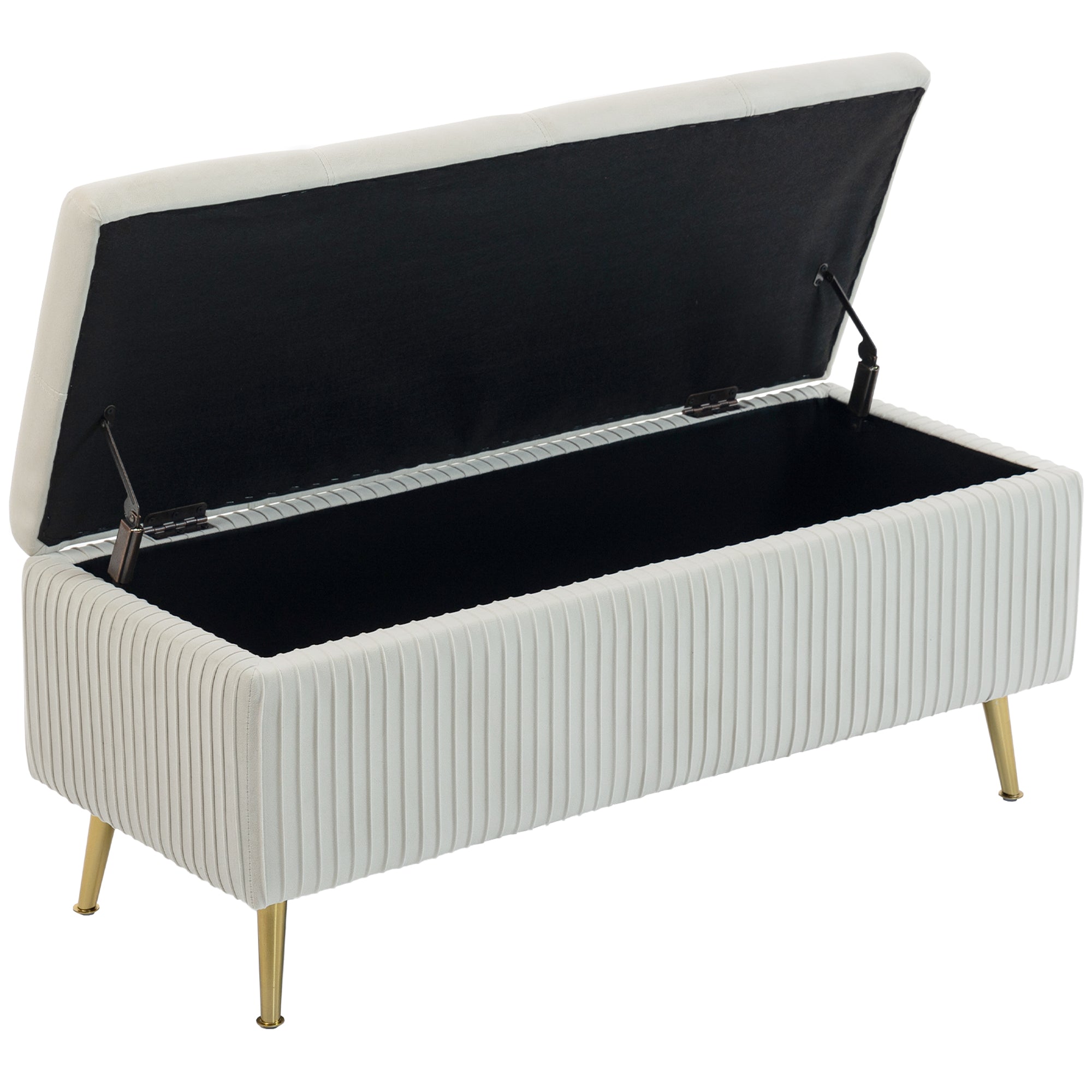 Storage Ottoman Bench 43" Beige - 485lbs Capacity-DECOROLALA