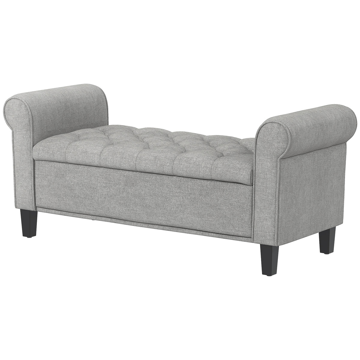 Storage Ottoman Bench 50" Light Grey Tufted-DECOROLALA