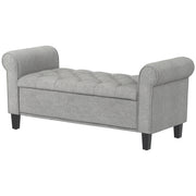 Storage Ottoman Bench 50" Light Grey Tufted-DECOROLALA