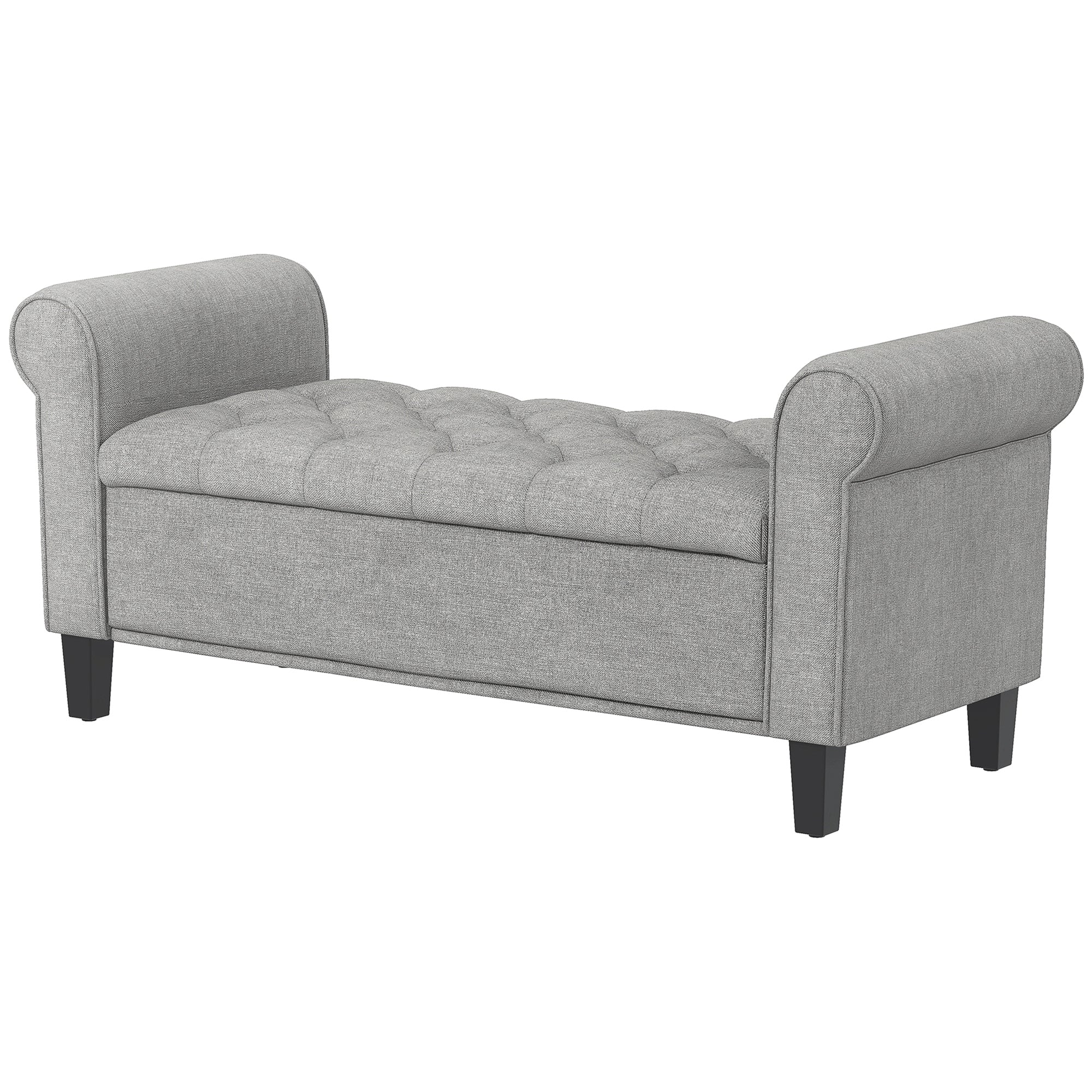 Storage Ottoman Bench 50" Light Grey Tufted-DECOROLALA