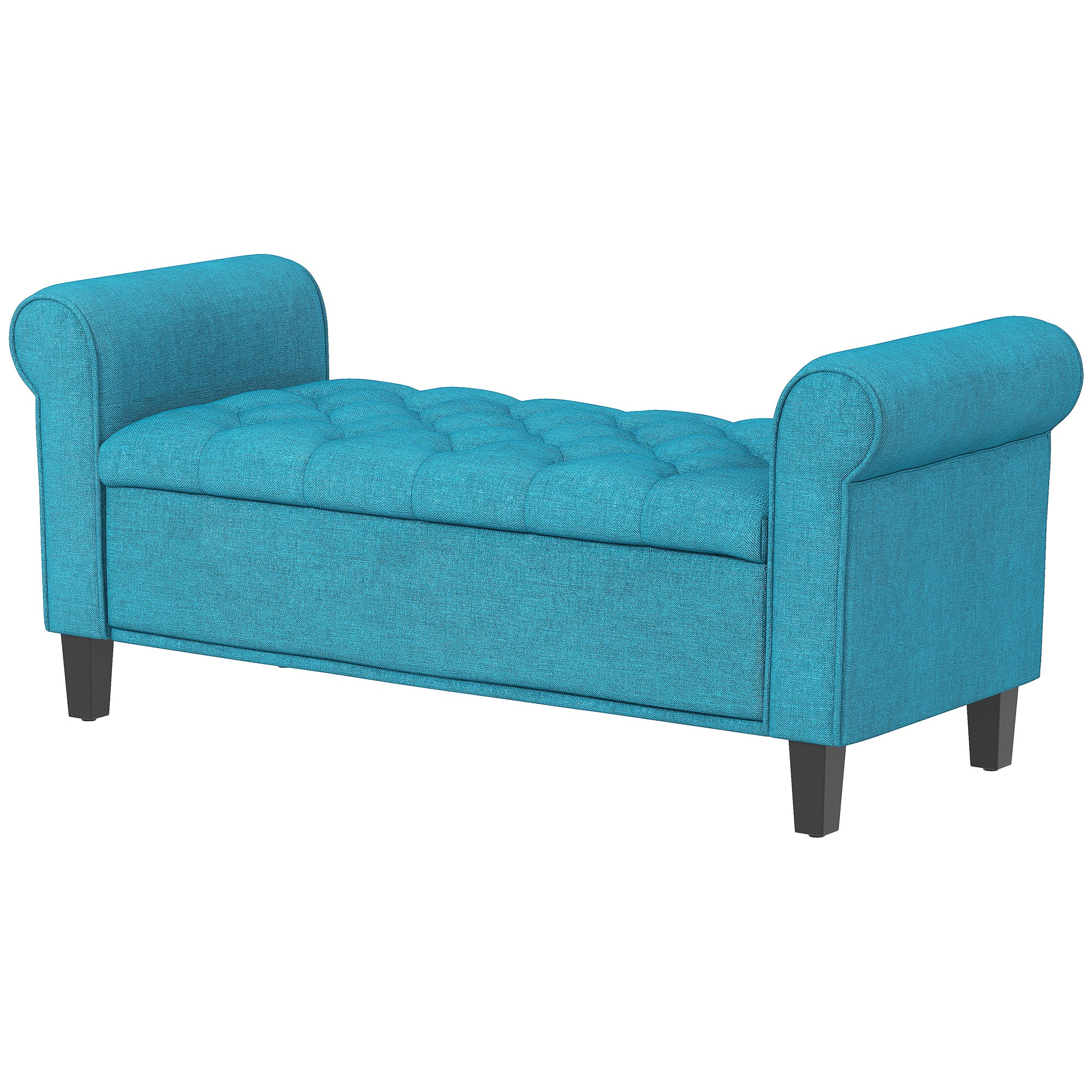 Storage Ottoman Bench 50" Teal Button Tufted-DECOROLALA