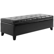 Storage Ottoman Bench 51" Black PU Leather-DECOROLALA