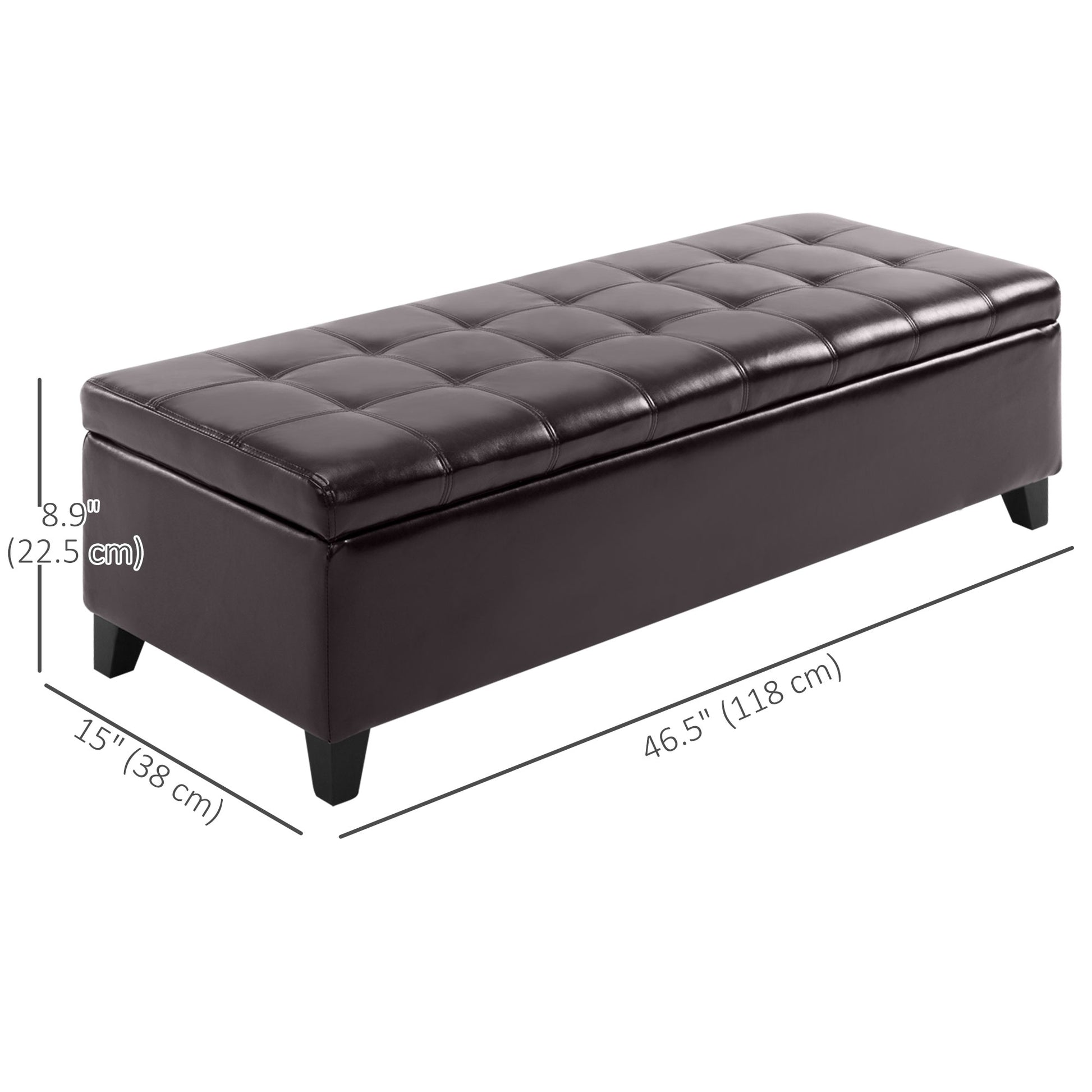 Storage Ottoman Bench - 51" Brown PU Leather-DECOROLALA