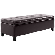 Storage Ottoman Bench - 51" Brown PU Leather-DECOROLALA