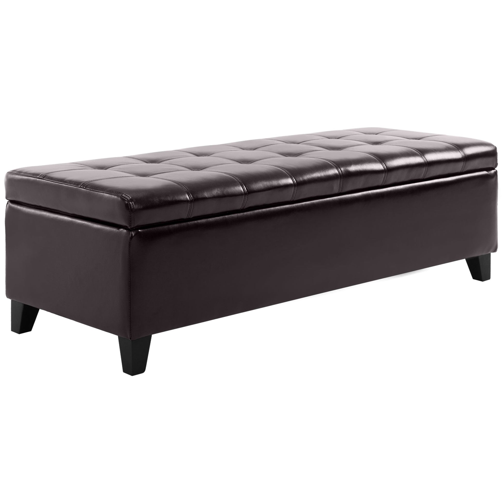 Storage Ottoman Bench - 51" Brown PU Leather-DECOROLALA