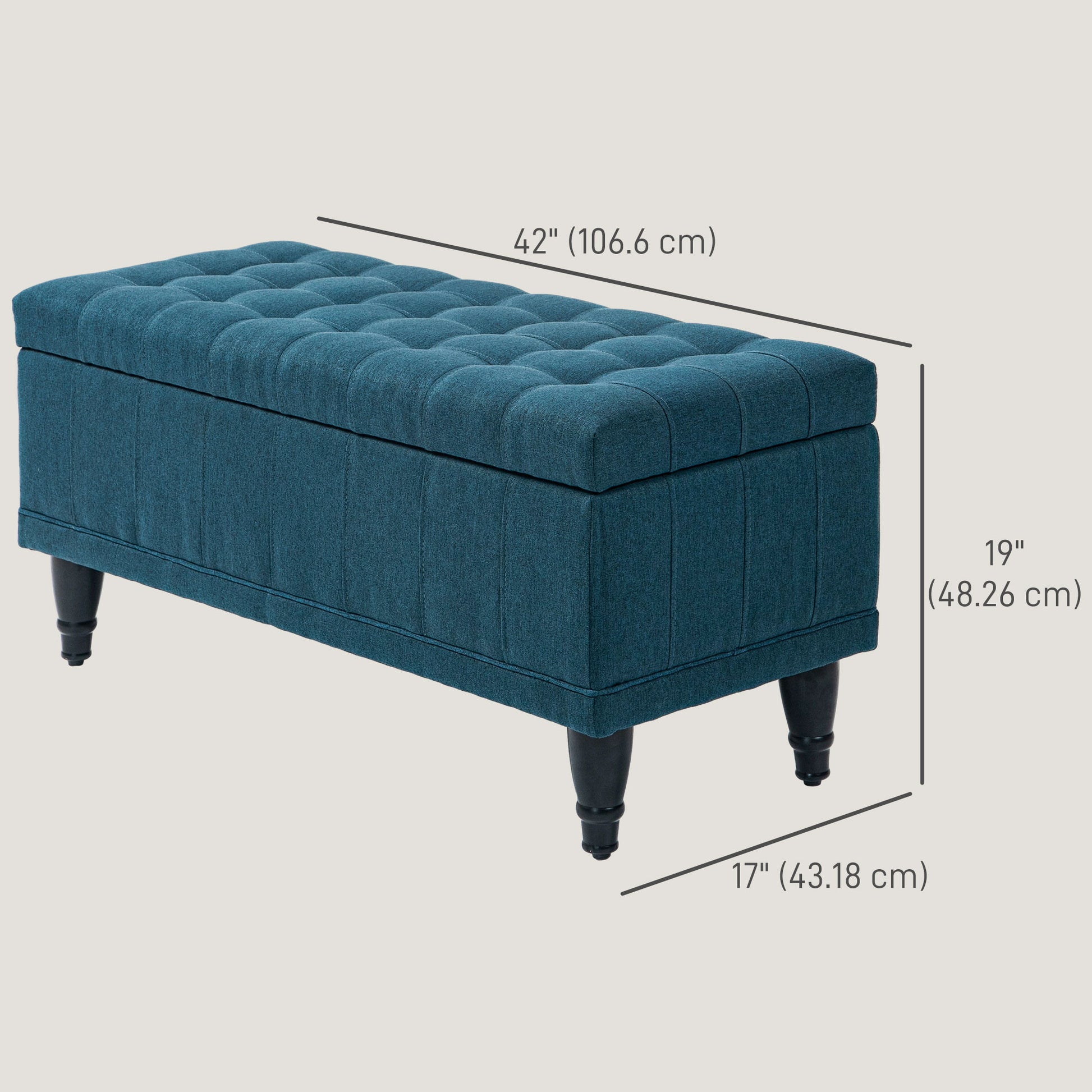 Storage Ottoman Bench - Blue Linen 42"W-DECOROLALA