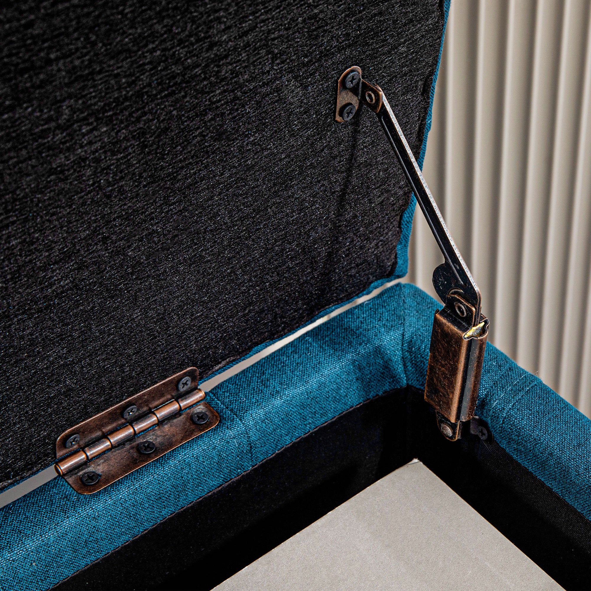 Storage Ottoman Bench - Blue Linen 42"W-DECOROLALA