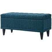 Storage Ottoman Bench - Blue Linen 42"W-DECOROLALA