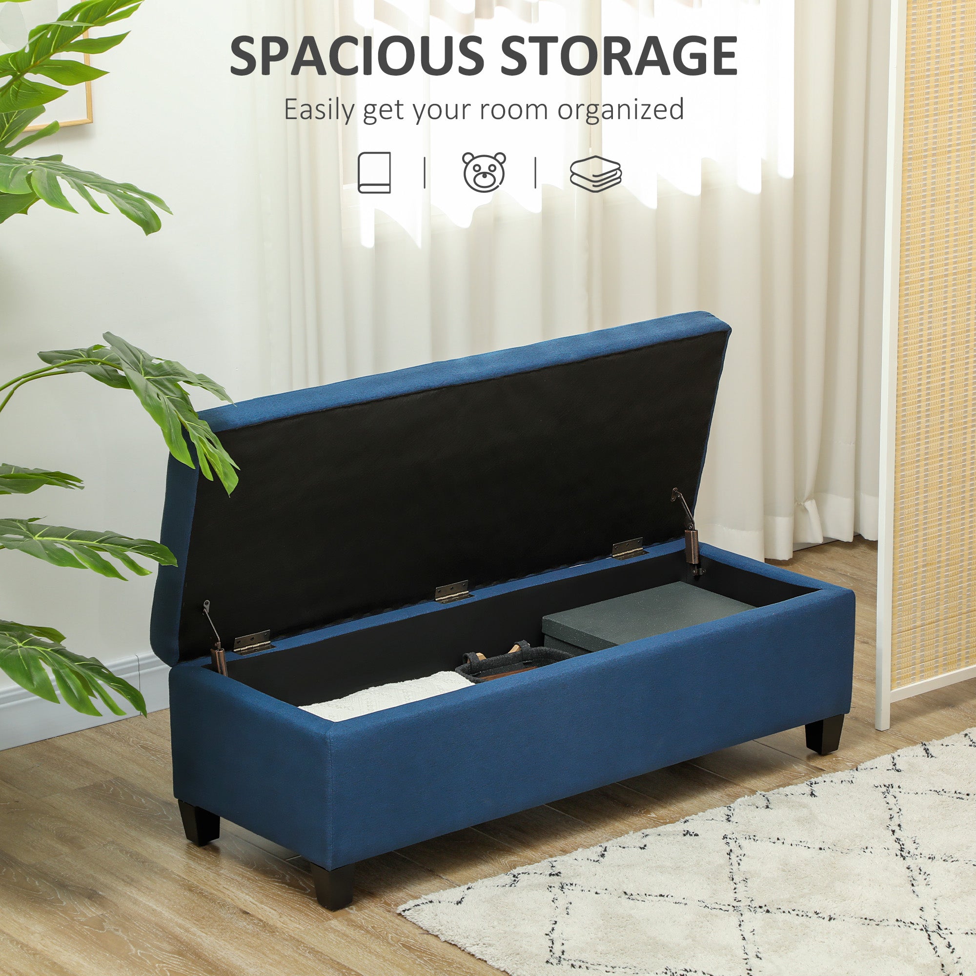Storage Ottoman Bench - Blue Tufted-DECOROLALA