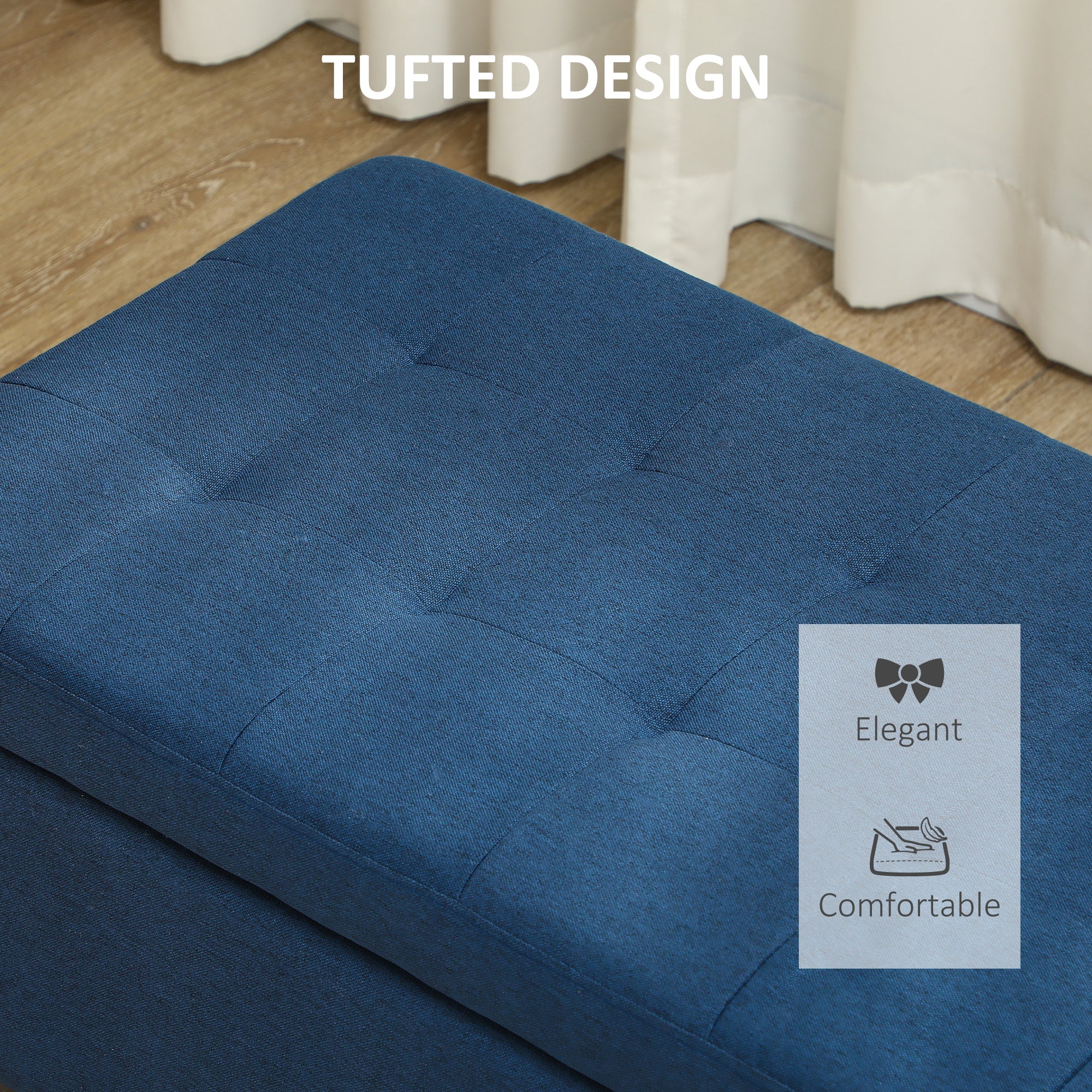 Storage Ottoman Bench - Blue Tufted-DECOROLALA
