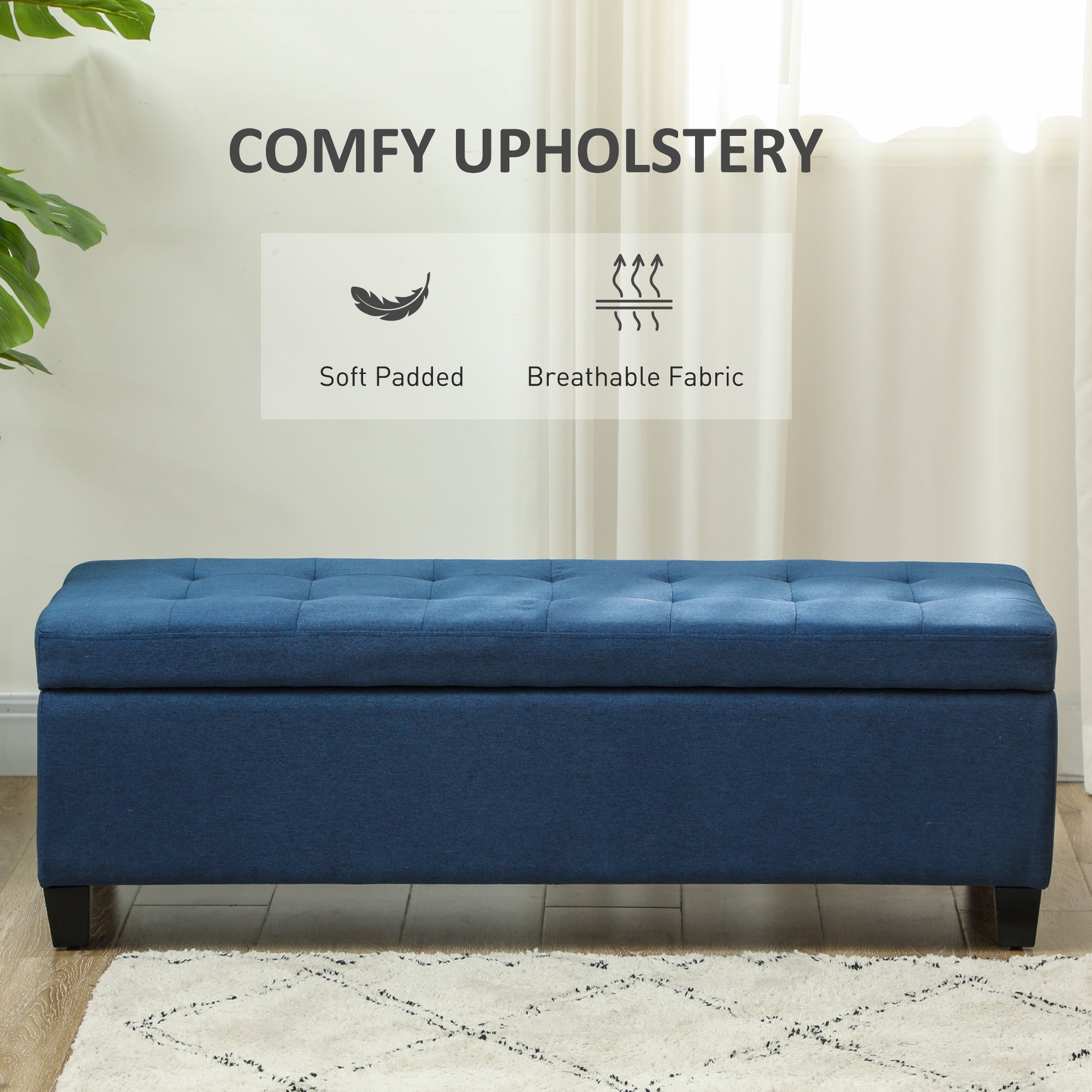 Storage Ottoman Bench - Blue Tufted-DECOROLALA