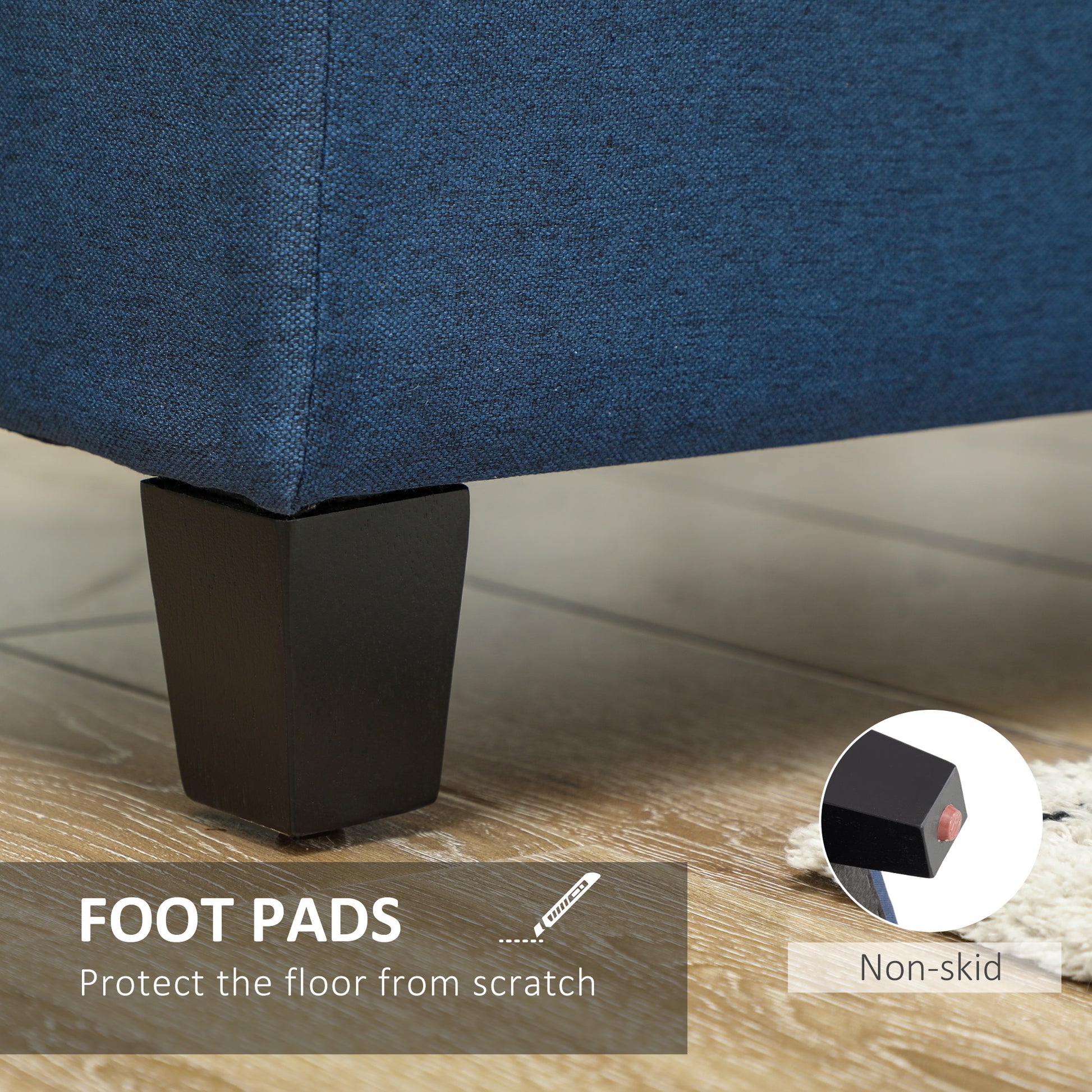 Storage Ottoman Bench - Blue Tufted-DECOROLALA