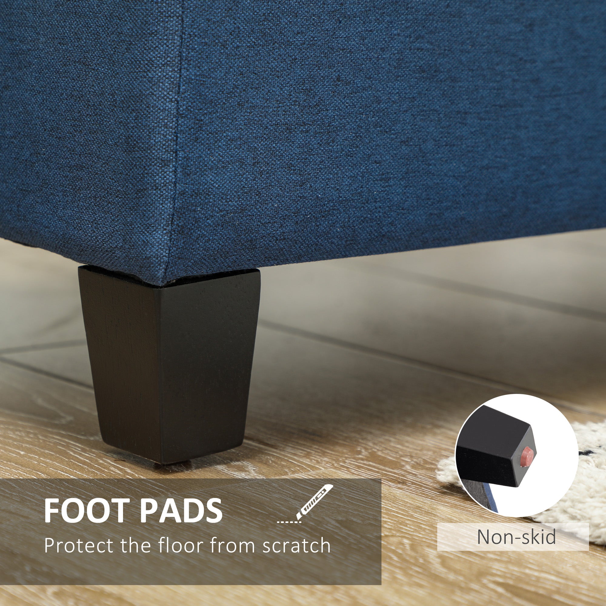Storage Ottoman Bench - Blue Tufted-DECOROLALA