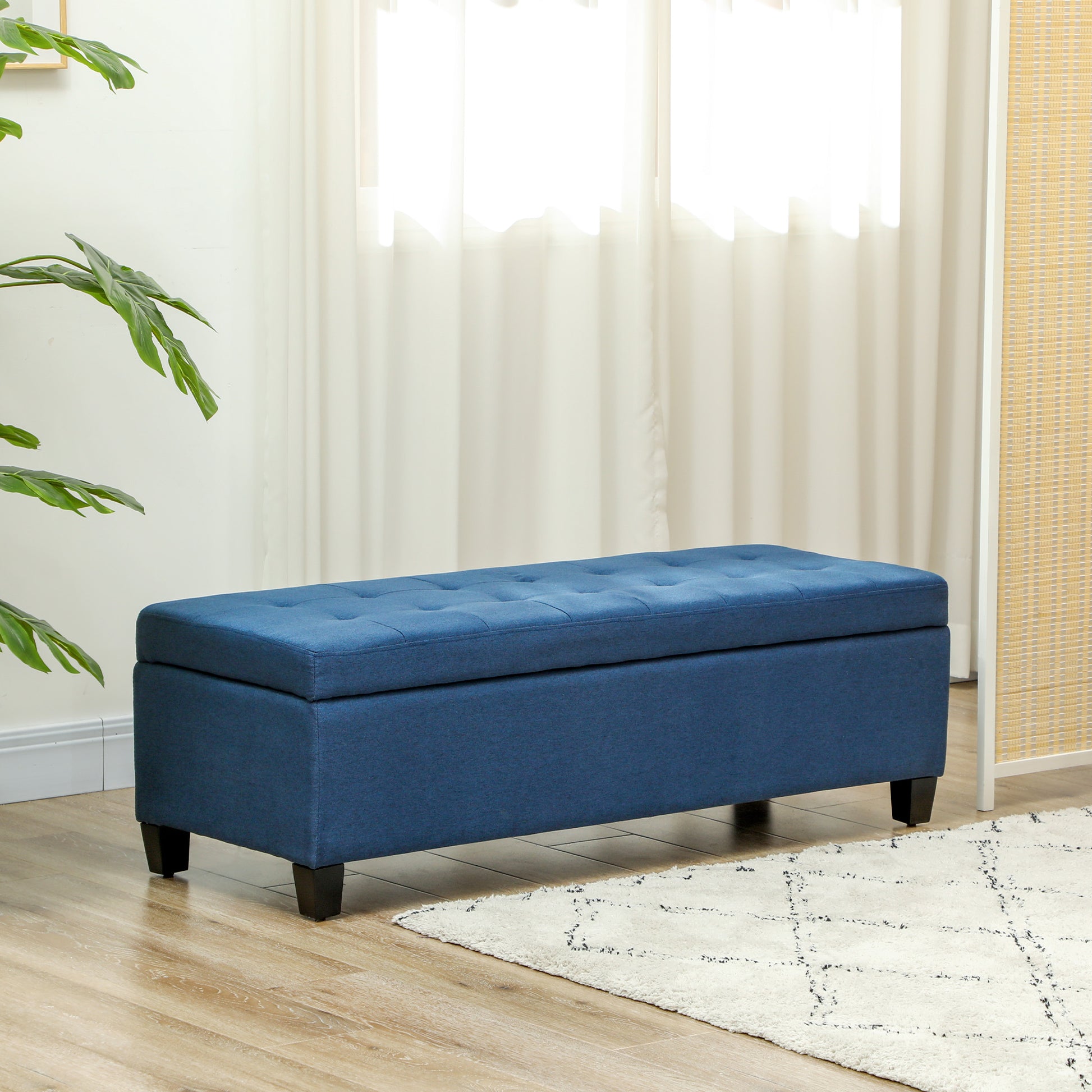 Storage Ottoman Bench - Blue Tufted-DECOROLALA