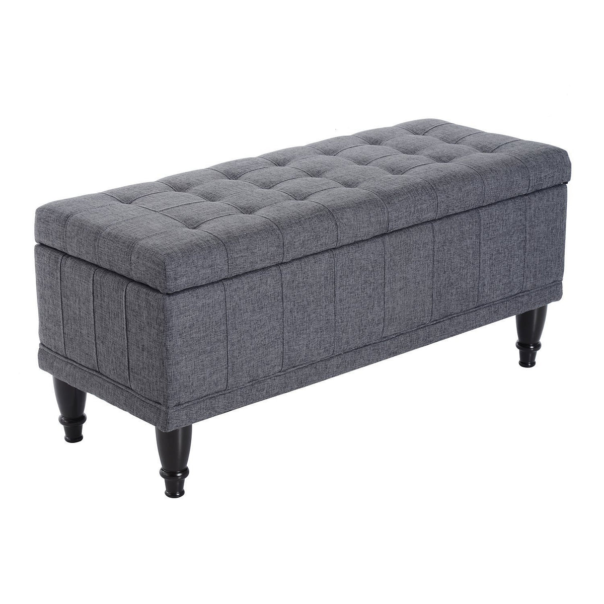 Storage Ottoman Bench - Dark Grey 42" Linen-DECOROLALA