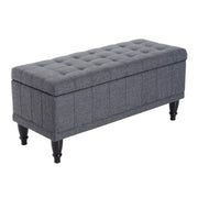 Storage Ottoman Bench - Dark Grey 42" Linen-DECOROLALA