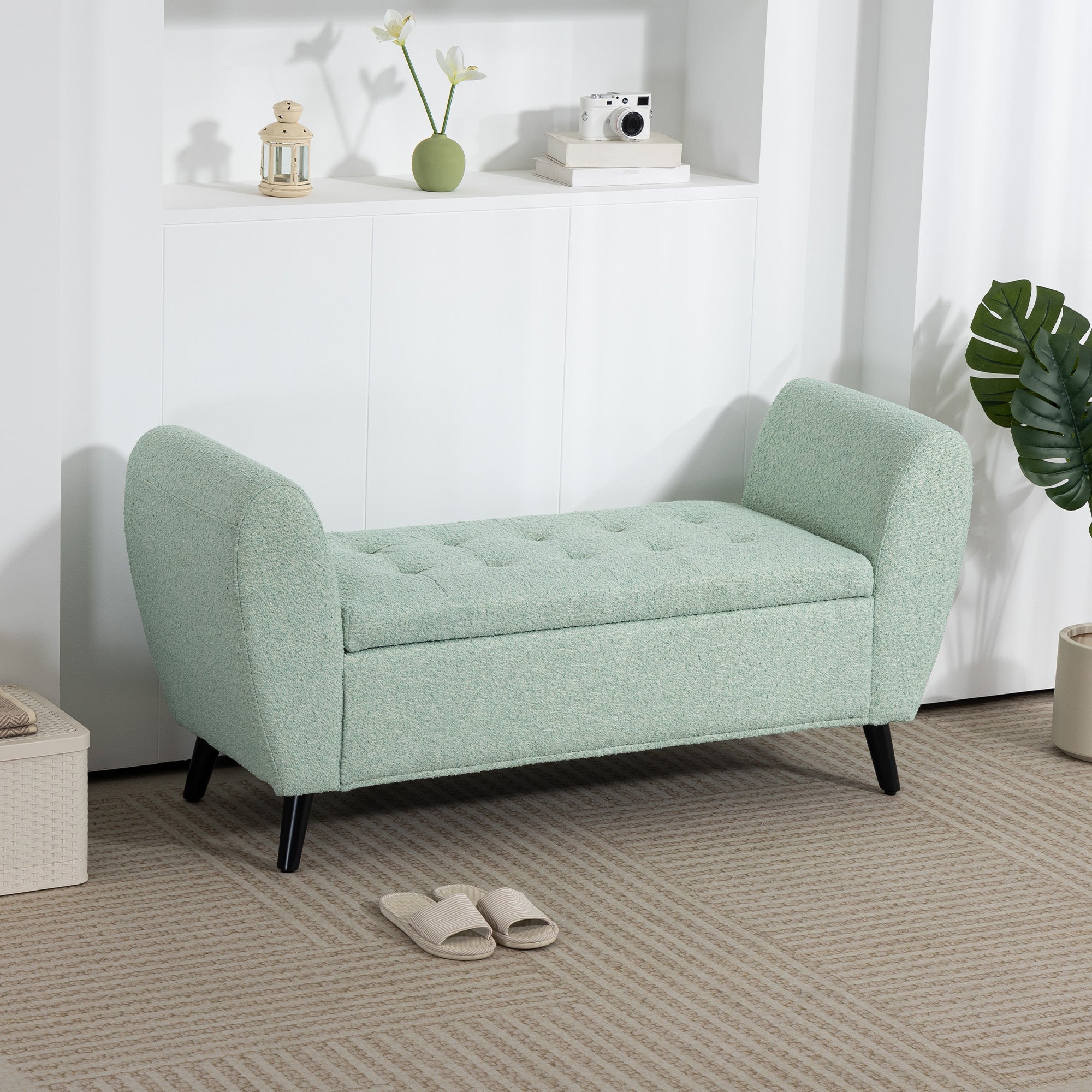 Storage Ottoman Bench - Green 55"-DECOROLALA
