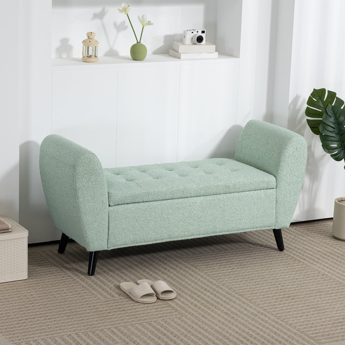 Storage Ottoman Bench - Green 55"-DECOROLALA