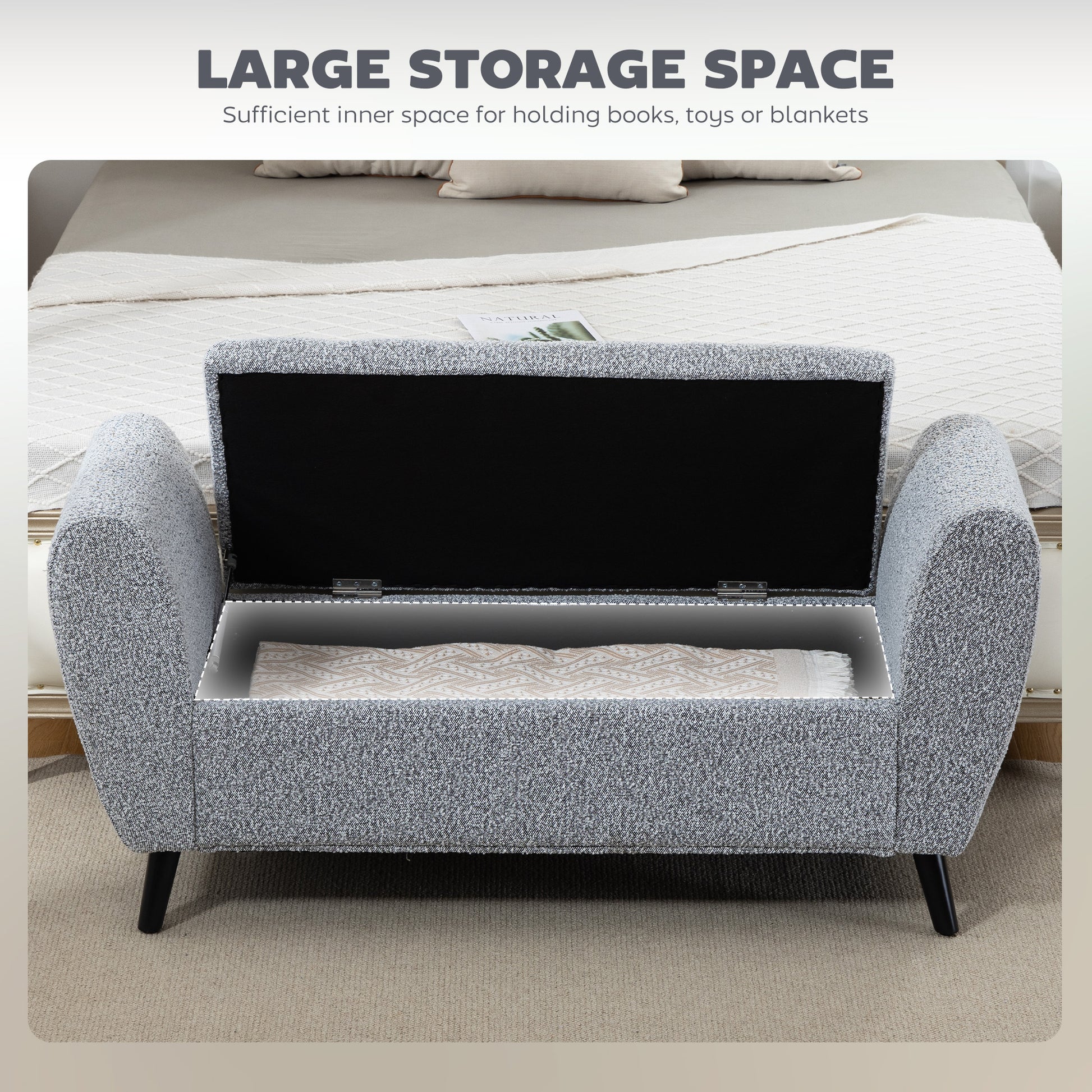 Storage Ottoman Bench - Grey 55"-DECOROLALA