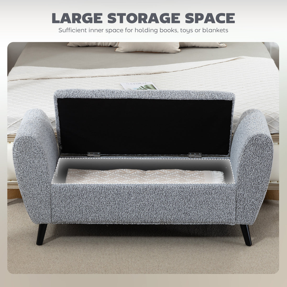 Storage Ottoman Bench - Grey 55"-DECOROLALA