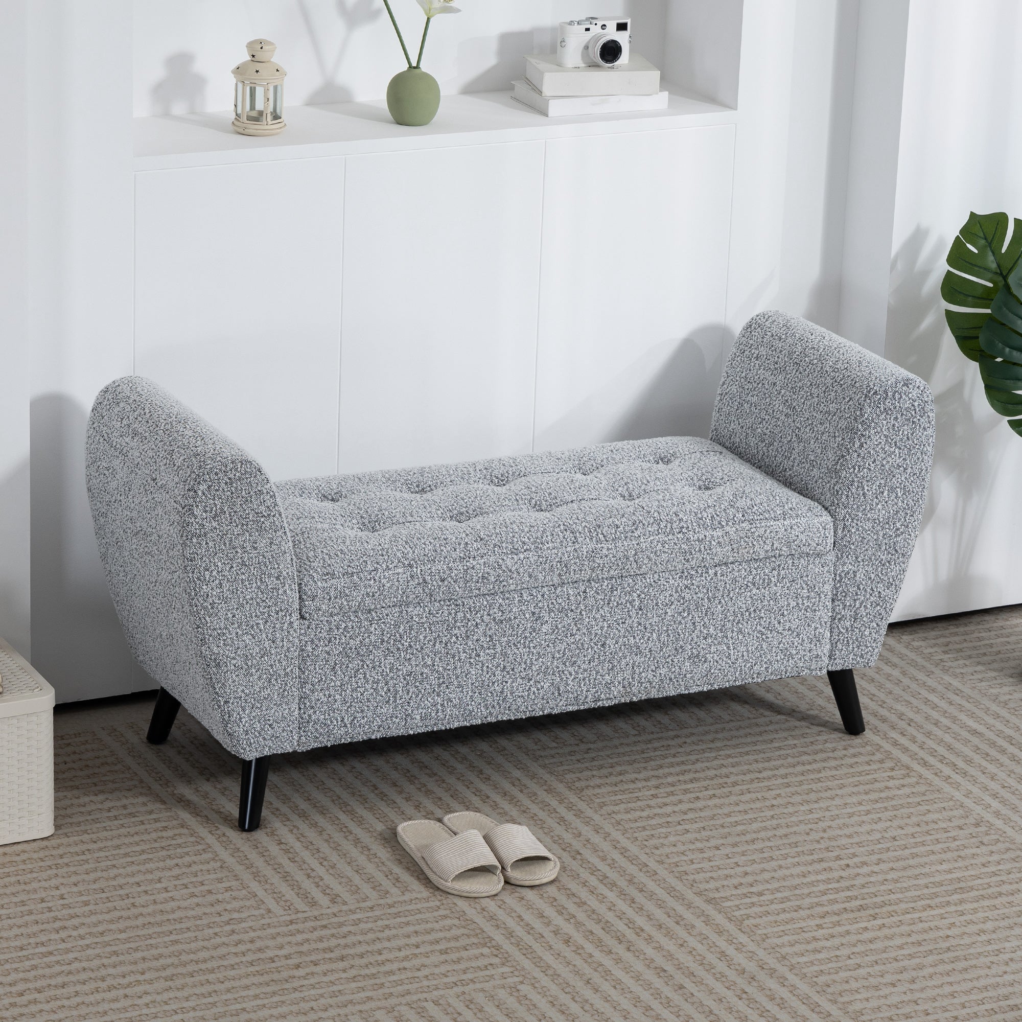Storage Ottoman Bench - Grey 55"-DECOROLALA