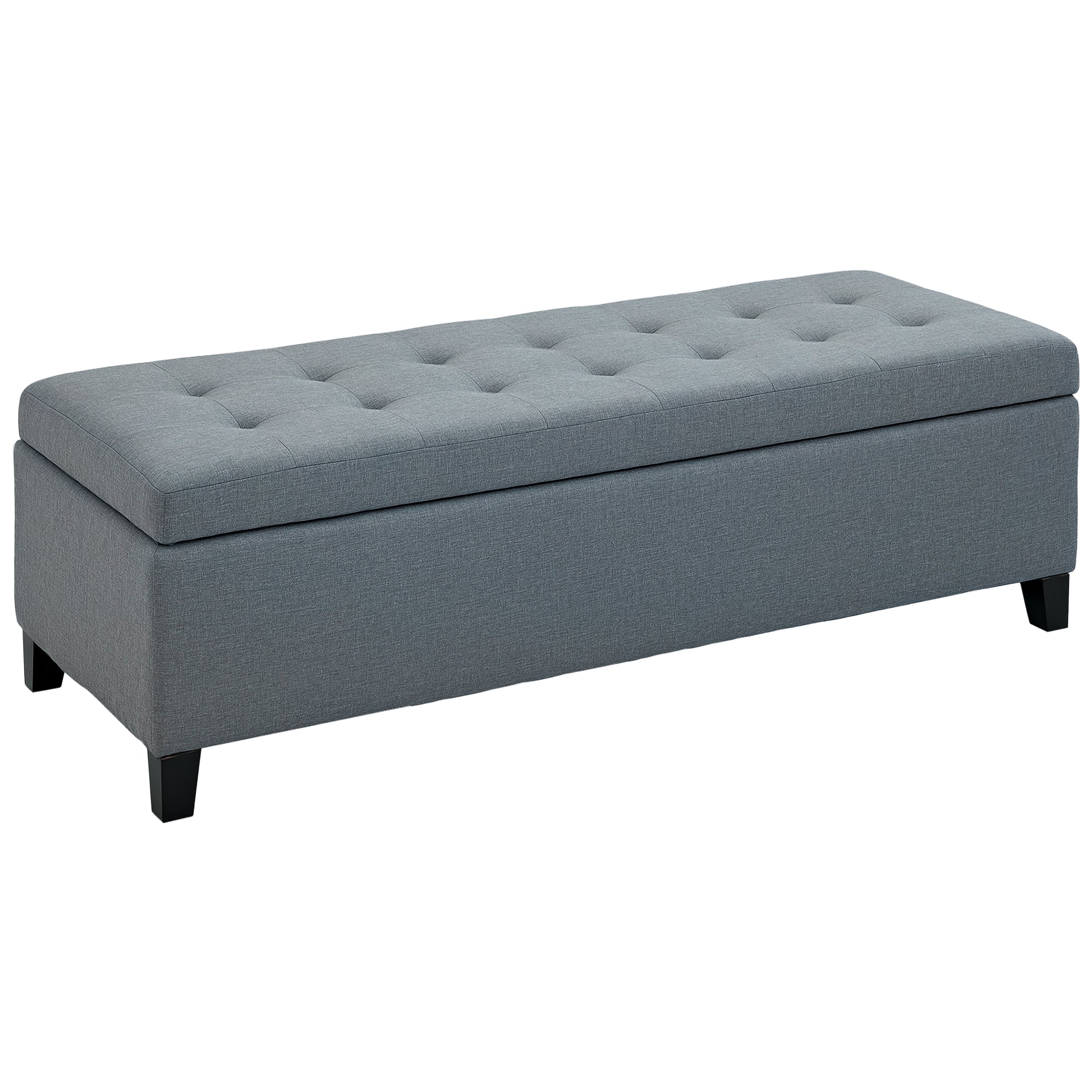 Storage Ottoman Bench - Grey Tufted Linen-DECOROLALA
