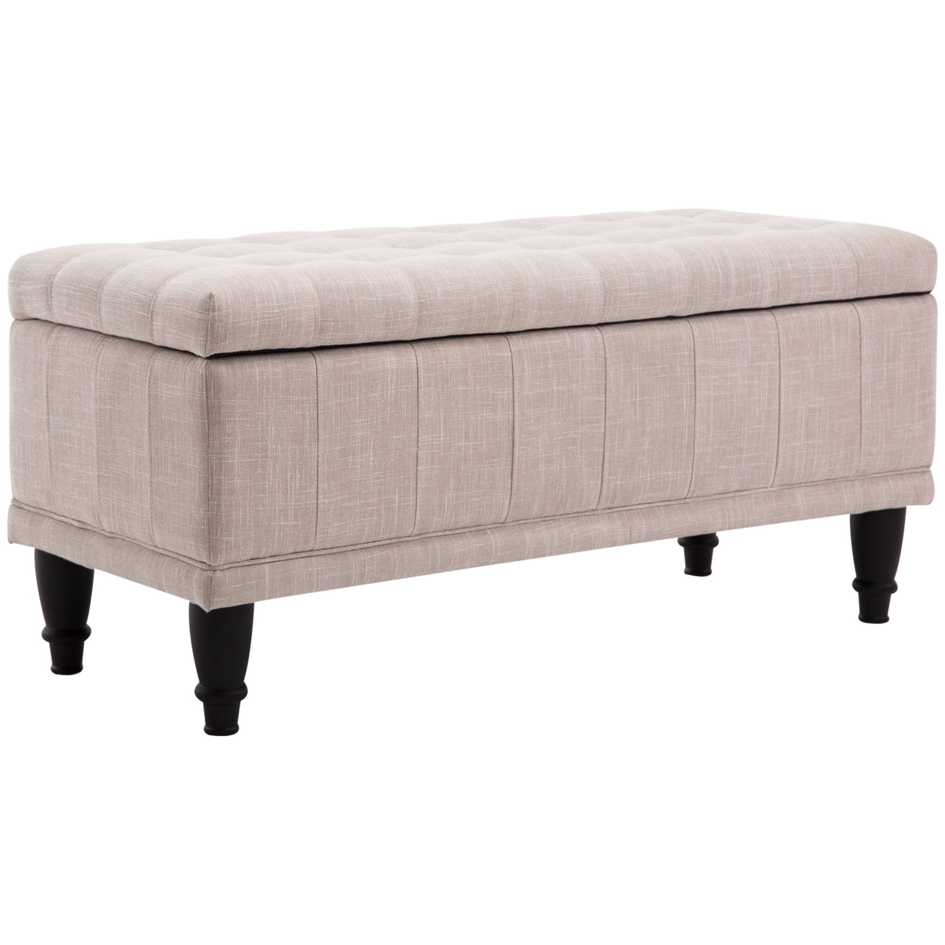 Storage Ottoman Bench Linen Beige 42"-DECOROLALA