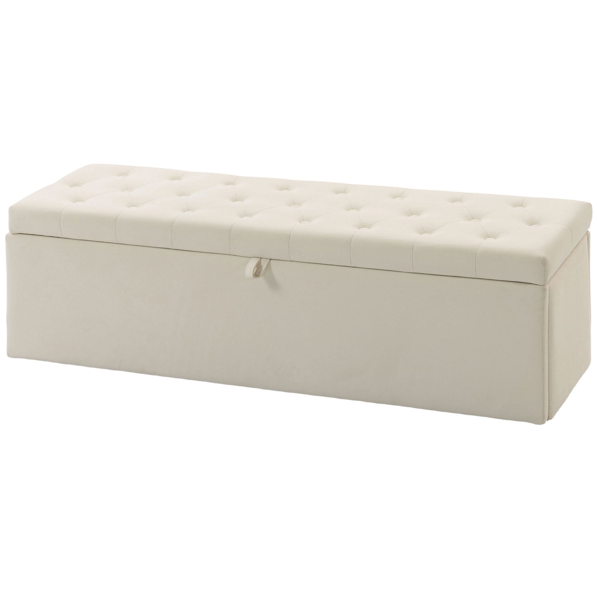 Storage Ottoman Velvet Beige 54"-DECOROLALA