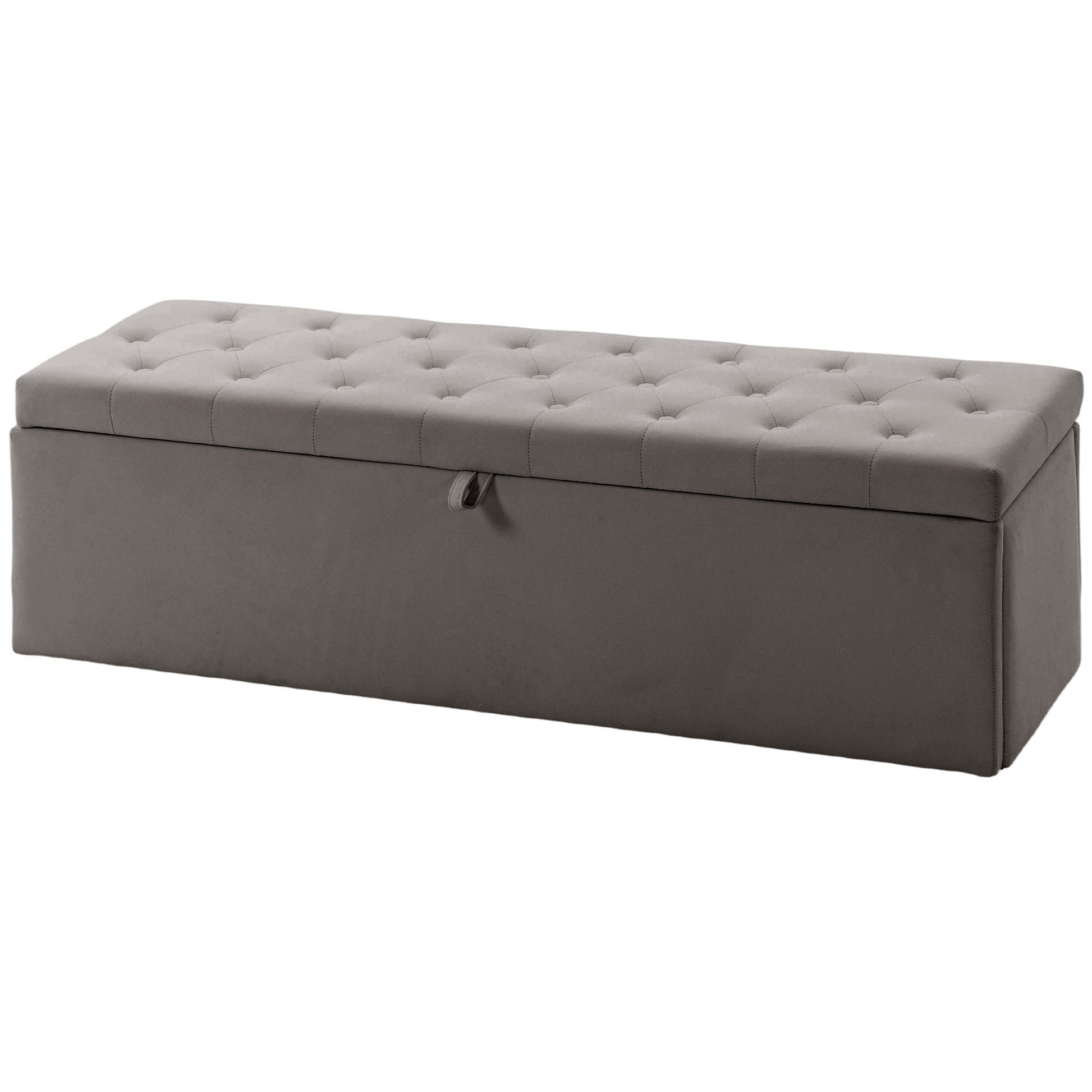 Storage Ottoman Velvet Grey 54"-DECOROLALA