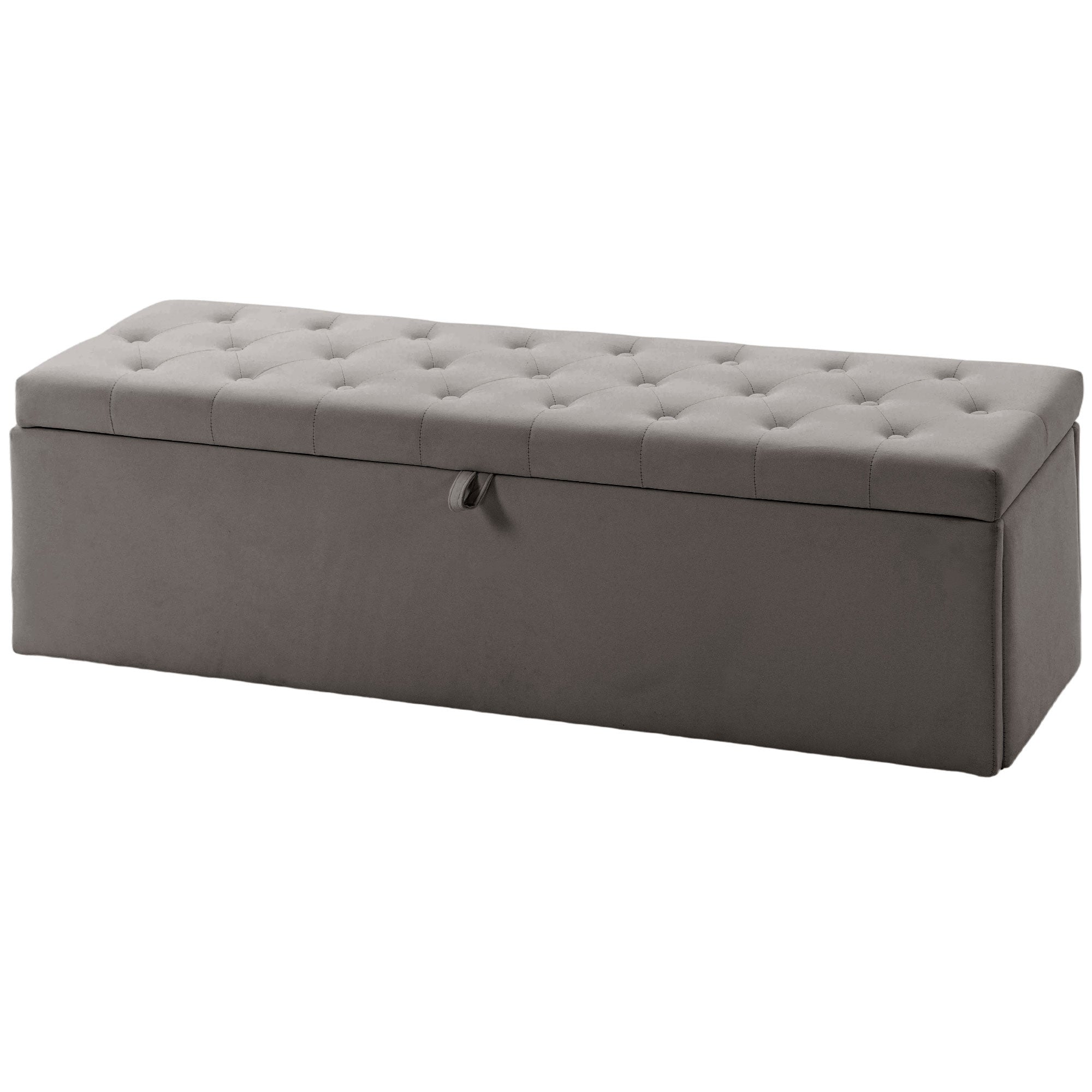 Storage Ottoman Velvet Grey 54"-DECOROLALA