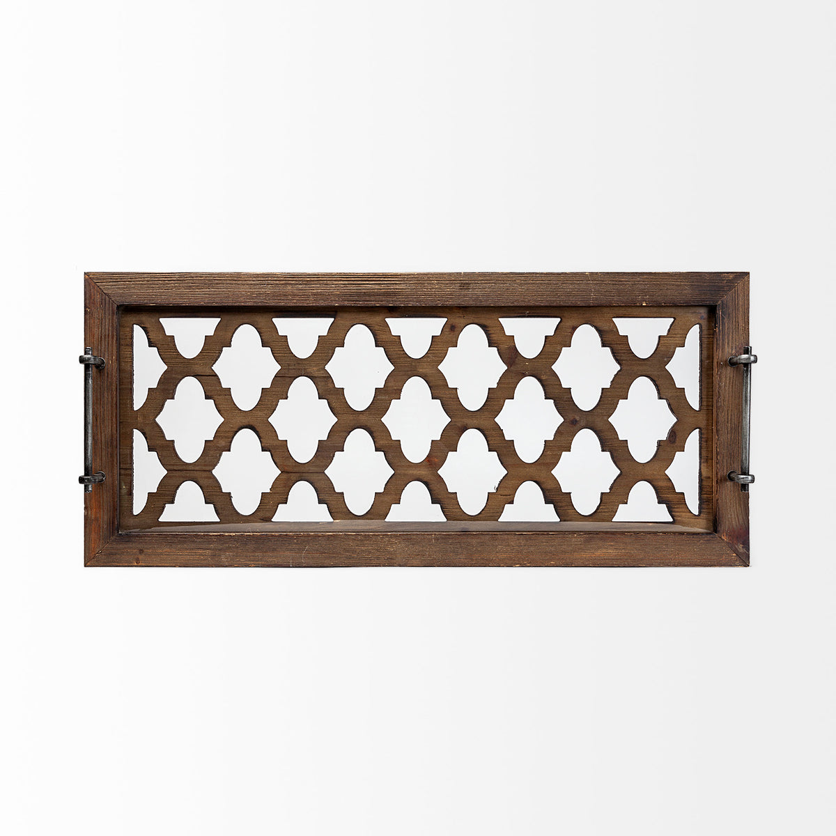 Stotonic 35L x 16W Brown Wood W Glass Top Rectangular Serving Tray-Trays-DECOROLALA