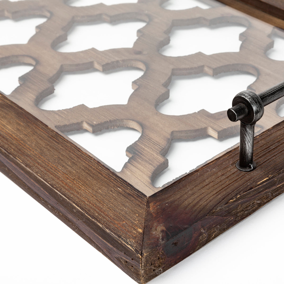 Stotonic 35L x 16W Brown Wood W Glass Top Rectangular Serving Tray-Trays-DECOROLALA