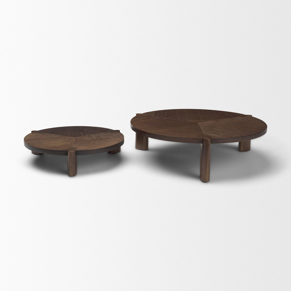 Stow Dark Brown Walnut Wood Risers (Set of 2)-Trays-DECOROLALA