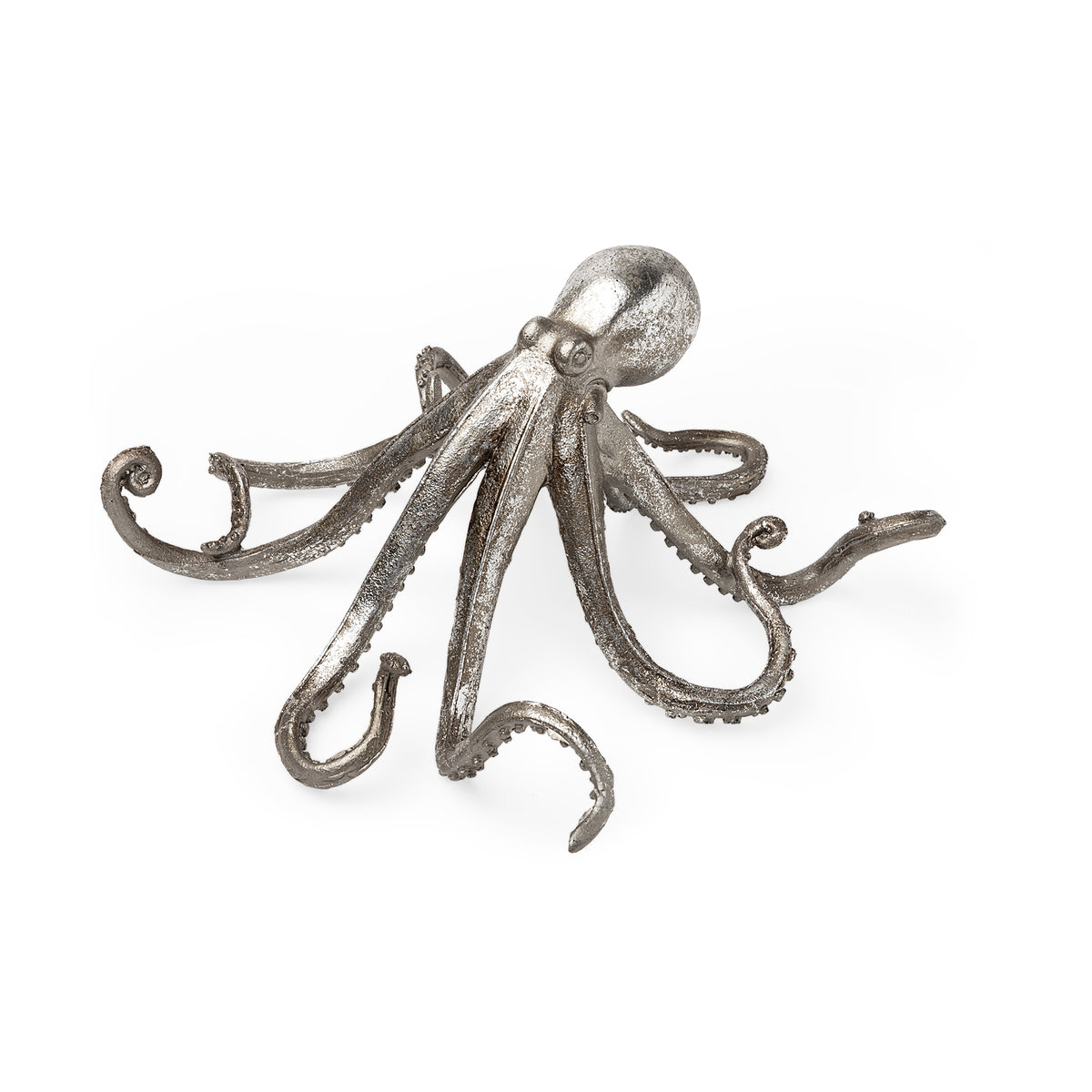 Strafford Medium 13L x 7W Silver Resin Octopus-Objects-DECOROLALA