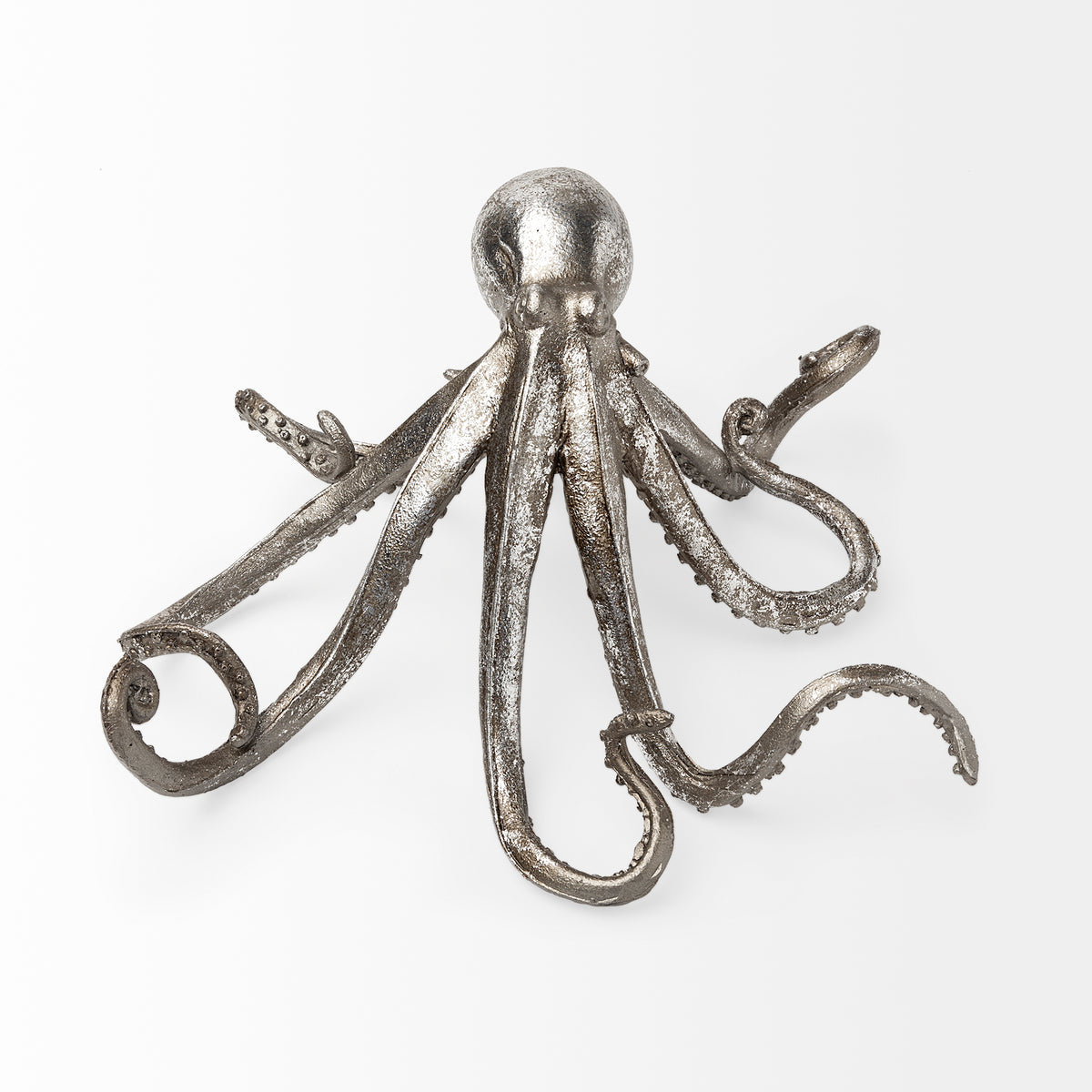 Strafford Medium 13L x 7W Silver Resin Octopus-Objects-DECOROLALA