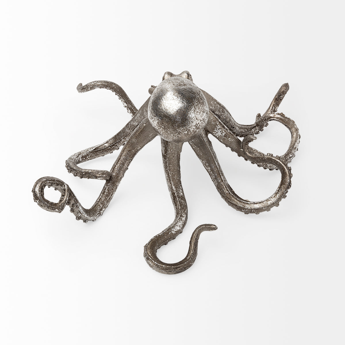 Strafford Medium 13L x 7W Silver Resin Octopus-Objects-DECOROLALA