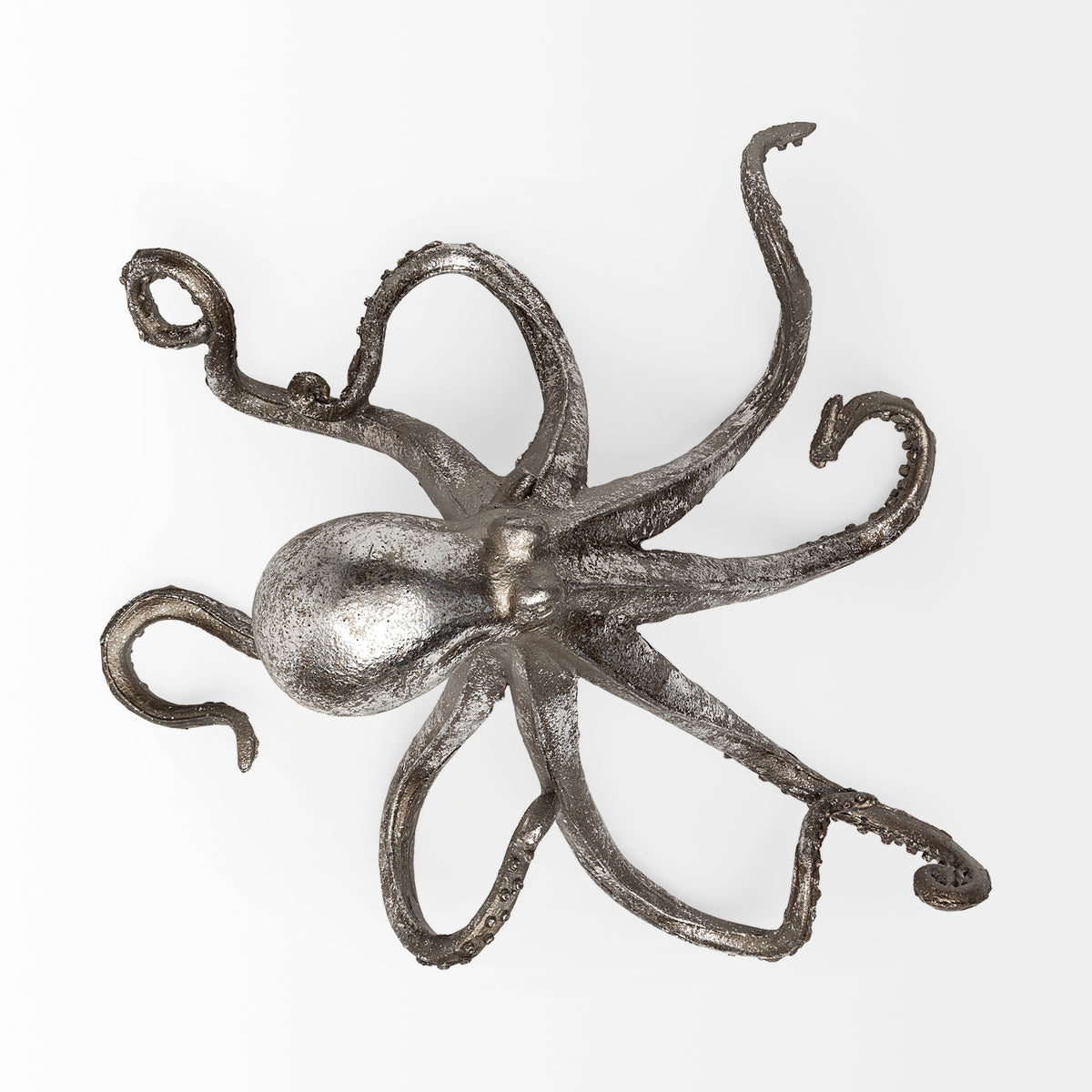 Strafford Medium 13L x 7W Silver Resin Octopus-Objects-DECOROLALA