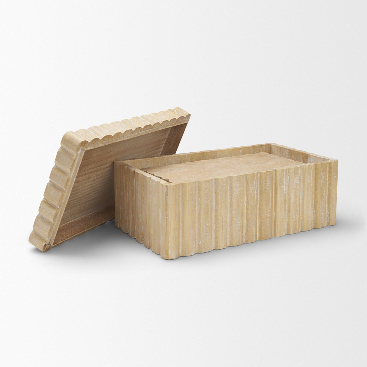 Strata Fluted Walnut Wood Decorative Box Set-Boxes-DECOROLALA