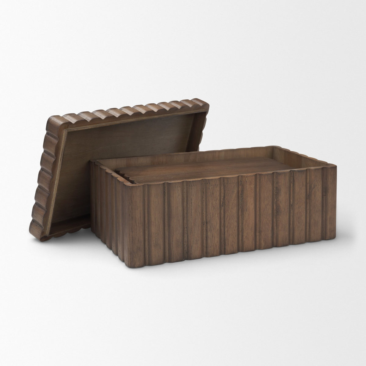Strata Fluted Walnut Wood Decorative Box Set-Boxes-DECOROLALA