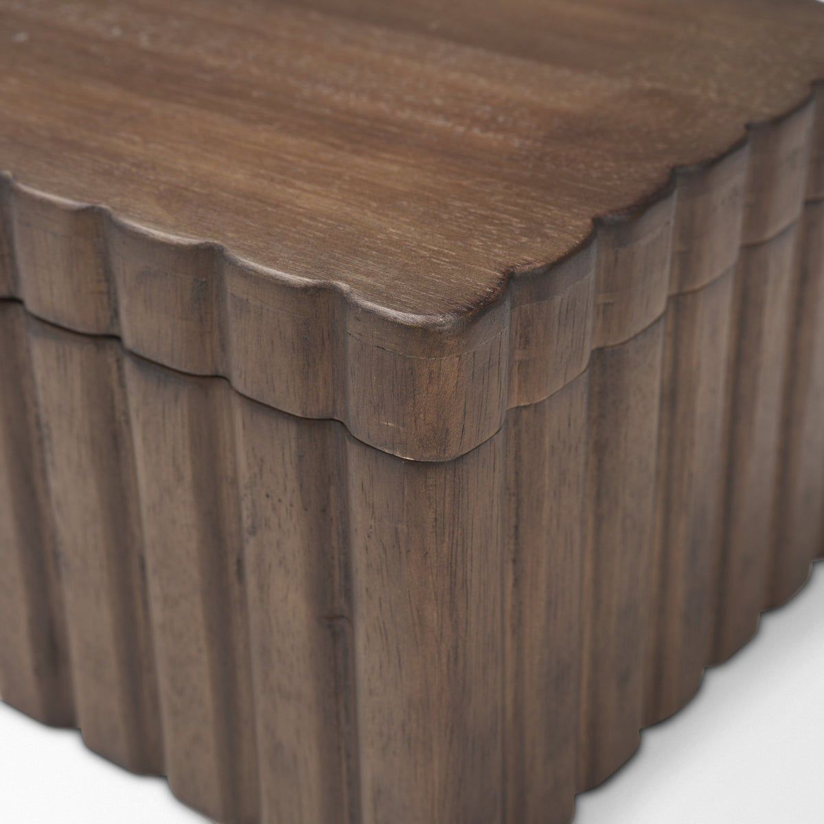 Strata Fluted Walnut Wood Decorative Box Set-Boxes-DECOROLALA