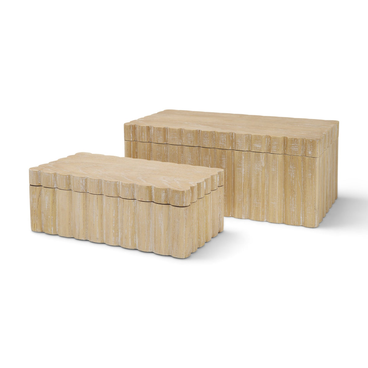Strata Fluted Walnut Wood Decorative Box Set-Boxes-DECOROLALA