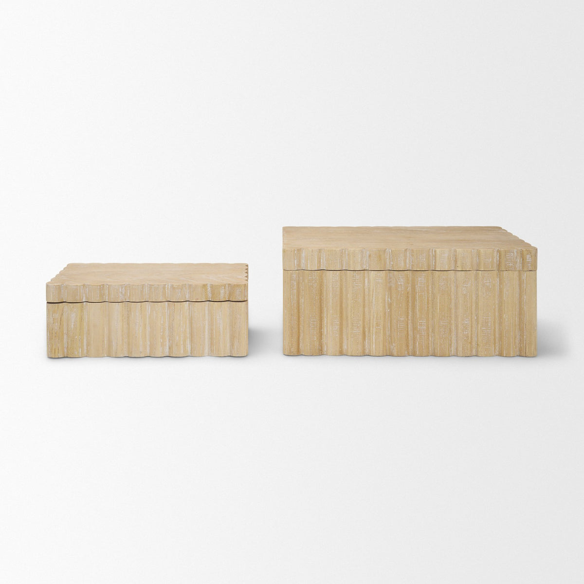 Strata Fluted Walnut Wood Decorative Box Set-Boxes-DECOROLALA