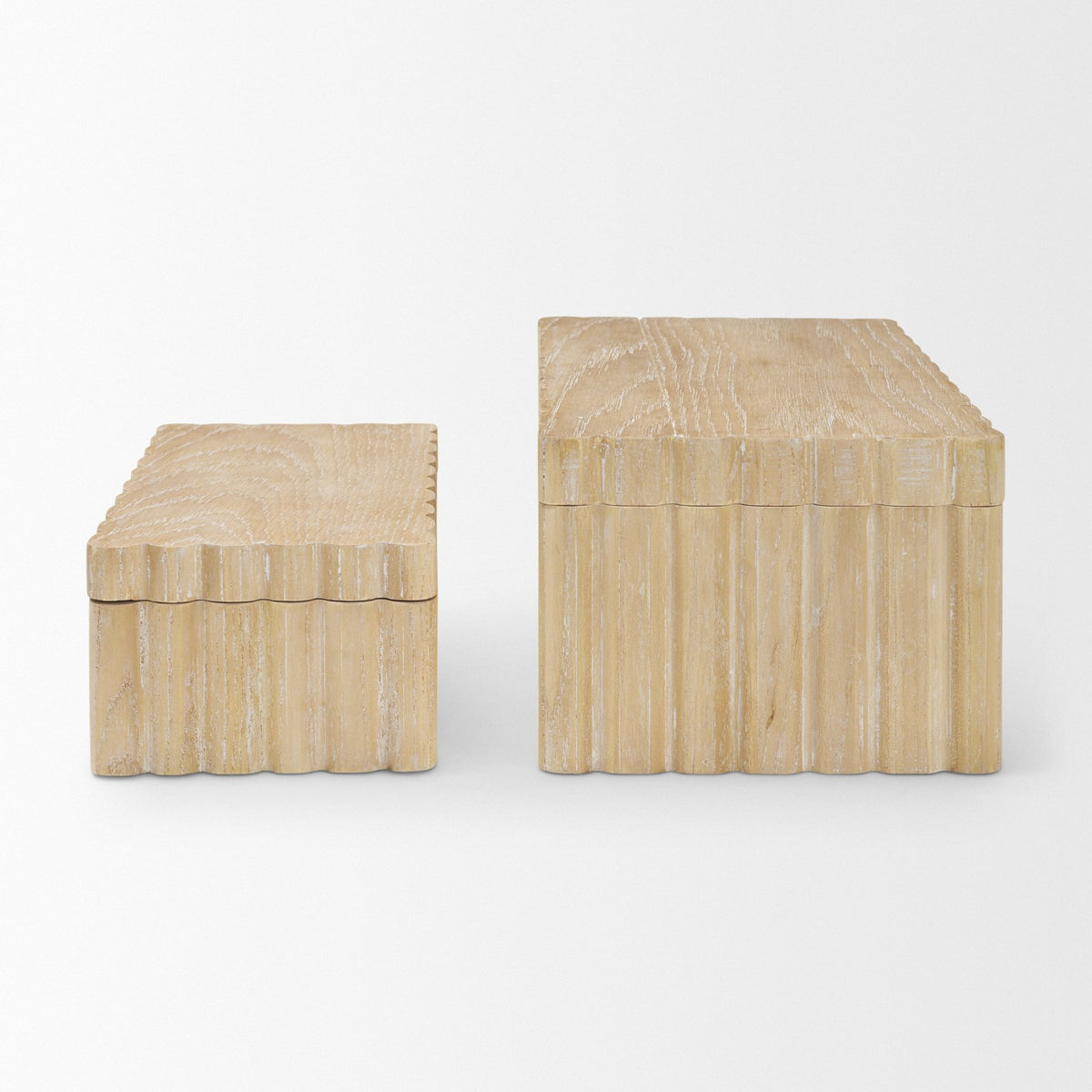 Strata Fluted Walnut Wood Decorative Box Set-Boxes-DECOROLALA