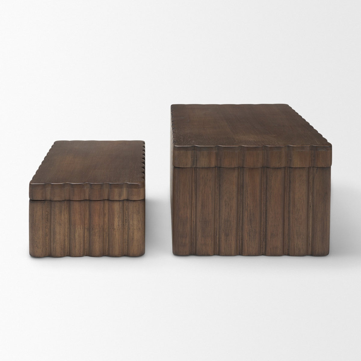 Strata Fluted Walnut Wood Decorative Box Set-Boxes-DECOROLALA