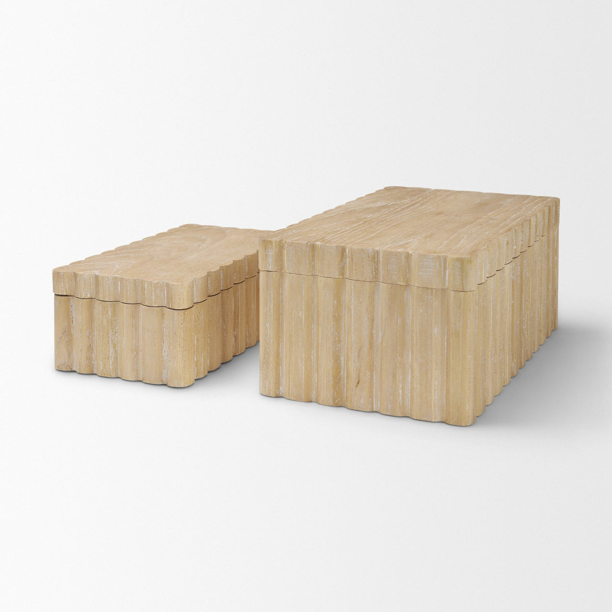 Strata Fluted Walnut Wood Decorative Box Set-Boxes-DECOROLALA