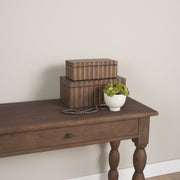 Strata Fluted Walnut Wood Decorative Box Set-Boxes-DECOROLALA