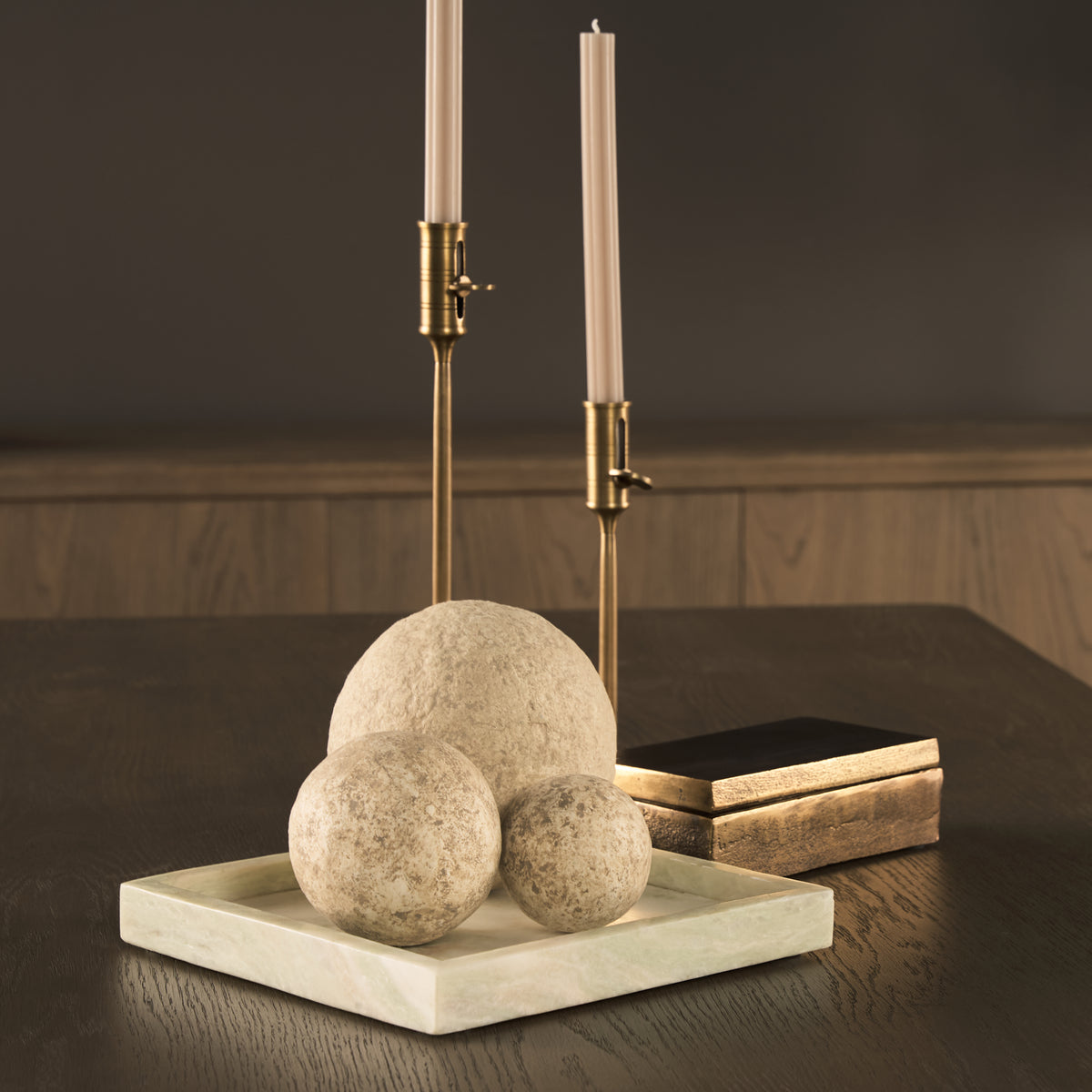 Stratus Gray Marble Square Decorative Tray-Trays-DECOROLALA