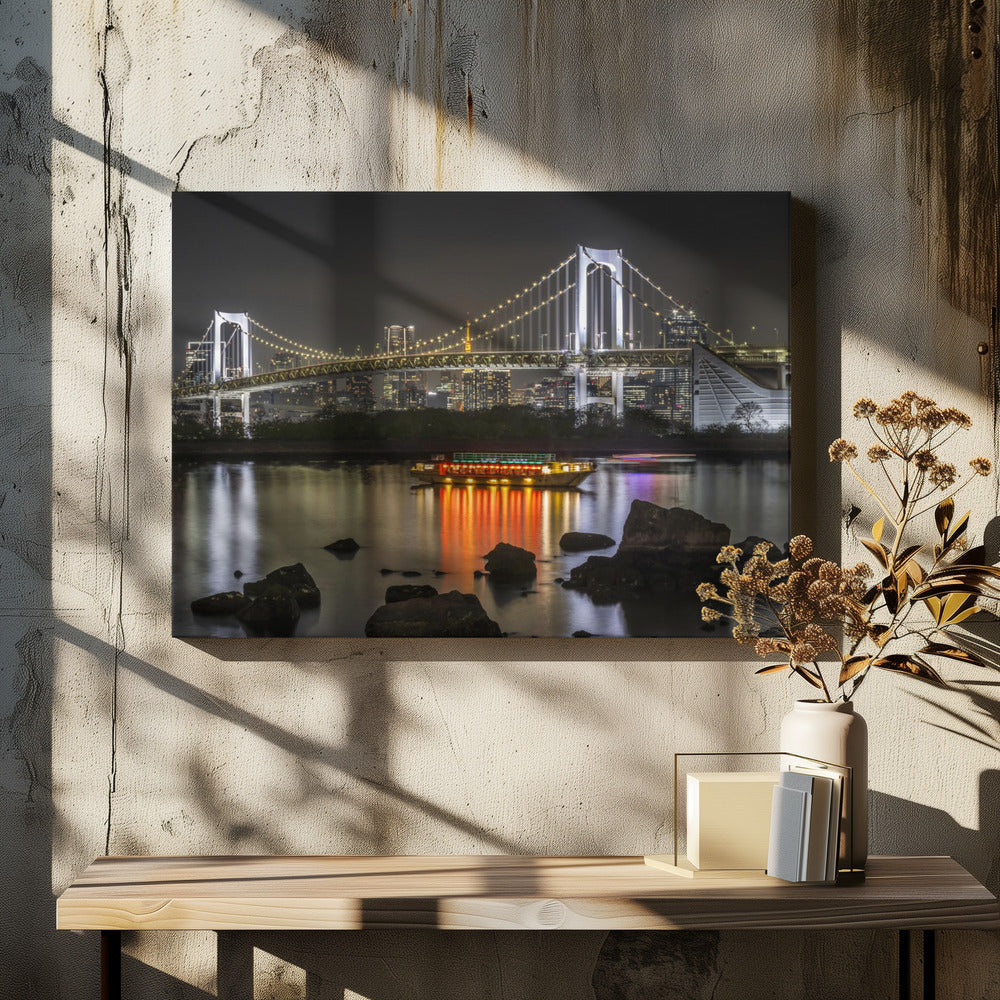 Striking Rainbow Bridge with Tokyo Skyline in the evening - Panorama-canvas-DECOROLALA