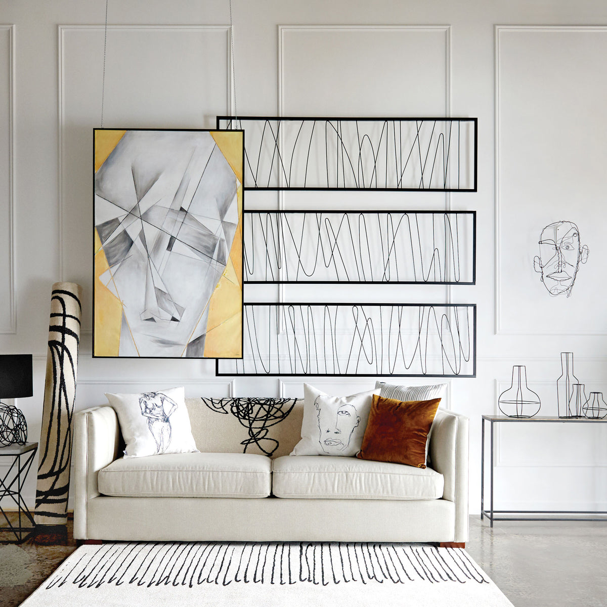 Studio Line - Linear 19.8" Wide Wall Art, Black-Wall Art Prints-DECOROLALA