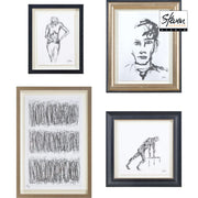 Studio Line - Sketch 4 Piece Wide Wall Art, Black-Wall Art-DECOROLALA